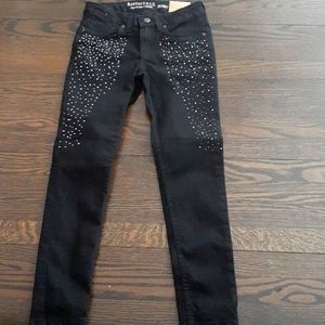 Girls black skinny jeans w/stones
